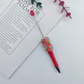Rode DIY-balpen versierd met handgemaakte fruitkralen in aardbei- en kersenvorm - Kers