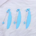 Light blue candy color beadable feather bookmark stems for DIY jewelry craft projects - Light Blue