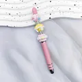 Zauberstab-Kugelschreiber in Rosa mit dekorativen Perlen und Touchscreen-Spitze für Mobilgeräte - 1,0mm Kugelkopf / Rosa