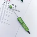 Handmade green AB rhinestone beaded DIY ballpoint pen with sparkling luxury crystals - 1.0mm Bullet Tip / AB Grass Green