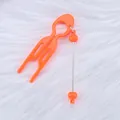 Orange DIY beaded hair styling U-comb with metal pin for buns - Fluorescent Orange