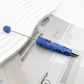 Handmade luxury blue rhinestone beaded ballpoint pen with sparkling leopard patterns - Morandi Blue