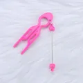 Pink U-shaped DIY beaded hair fork for elegant bun styling and hair accessories - Fluorescent Rose Red