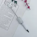 Elegant white DIY beadable pen featuring iridescent mermaid beads and crystal rhinestones - White