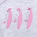 Candy-colored pink feather DIY beaded bookmark stick with star and heart charms - Pink