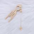 Elegant beige DIY U-shaped hair fork with metal bead pin for bun styling and bun making - Khaki Beige