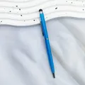 Elegant blue metal stylus ballpoint pen with silver clip and twist mechanism for business - Blue