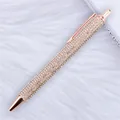 Rose gold retractable ballpoint pen fully encrusted with sparkling champagne rhinestones - 1.0mm Bullet Tip / Champagne (Rose Gold Hardware)