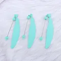 Mint green DIY feather-shaped beaded bookmark with decorative heart star butterfly top - Light Green