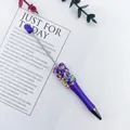 Decorative purple DIY beadable ballpoint pen with colorful candy sprinkle design - 1.0mm Bullet Tip / Fluorescent Purple
