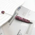 Luxurious leopard print rhinestone-covered ballpoint pen with pink crystal accents - Rose Purple