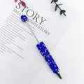 Elegant blue rhinestone-covered ballpoint pen with full diamond coverage for DIY crafts - 1.0mm Bullet Tip / Aurora Deep Blue