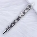Luxury leopard pattern rhinestone ballpoint pen with silver metal accents - 1.0mm Bullet Tip / B&W Leopard (Silver Hardware)