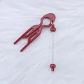 DIY beaded U-shaped hair comb in wine red for elegant bun styling and hair accessories. - Crimson