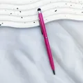 Elegante penna a sfera in alluminio rosa con punta touch, rotazione e dettagli argento - Rosso rosa