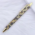 Luxury retractable ballpoint pen with sparkling gold and black leopard print rhinestone - 1.0mm Bullet Tip / Black & Yellow Leopard (Gold Hardware)
