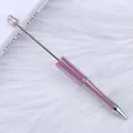 Bolígrafo iridiscente galvanizado UV con acabado rosa brillante y cuentas - Paquete Individual / Lila