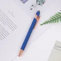 Elegant blue metal ballpoint pen with rose gold accents and functional stylus tip - 1.0mm Bullet Tip / Blue