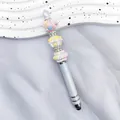 DIY-Eingabestift mit pastellfarbenen Perlen, cremefarbenem Dekor und silbernem Gehäuse - 1,0mm Kugelkopf / Perlweiß