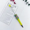 Creative bright green beadable pen featuring colorful candy sprinkle bead decorations - 1.0mm Bullet Tip / Bright yellow