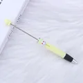 Bolígrafo de cuentas DIY amarillo con un lindo botón de cara sonriente y varilla - Amarillo Leche (92)
