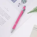 Premium pink aluminum ballpoint pen with soft-touch rubberized coating and stylus top - 1.0mm Bullet Tip / Rose Red