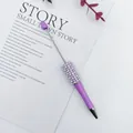Purple DIY beaded ballpoint pen with sparkling pearl and rhinestone accents for SKU - 1.0mm Bullet Tip / Pearlescent Pink Purple