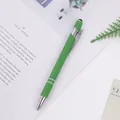 Professional green aluminum ballpoint pen with stylus tip and silver metallic trim - 1.0mm Bullet Tip / Green