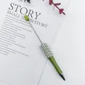 Elegant green beadable ballpoint pen decorated with white pearls and rhinestones - 1.0mm Bullet Tip / Pearl Dark Green