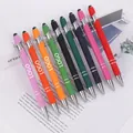 Set of colorful aluminum retractable ballpoint pens with soft stylus tips and metal accents - 1.0mm Bullet Tip / Contact for More Colors