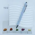 Elegant light blue aluminum ballpoint pen with a soft-touch coating and stylus tip - 1.0mm Bullet Tip / Morandi Blue