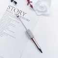 Elegant pink UV plated DIY beaded ballpoint pen with pearls and sparkling rhinestones - 1.0mm Bullet Tip / Pink