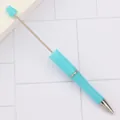 Creative light blue DIY beaded ballpoint pen featuring a metal rod for custom beadwork. - Bullet Tip 1.0mm / Macaron Blue