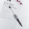 Elegant purple beaded ballpoint pen decorated with white pearls and rhinestones - 1.0mm Bullet Tip / Coffee