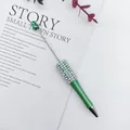 DIY green beaded ballpoint pen featuring elegant white pearl and rhinestone accents - 1.0mm Bullet Tip / Imperial Green