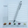 Elegant grey aluminum click ballpoint pen with soft stylus tip for touchscreens - 1.0mm Bullet Tip / Morandi Beige