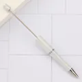 Elegant pearly white DIY beadable metal ballpoint pen for creative jewelry making - Bullet Tip 1.0mm / Pearl White
