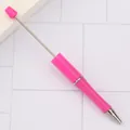 Pink DIY beadable ballpoint pen featuring a long metallic rod for creative handicraft - 1.0mm Bullet Tip / Fluorescent Rose Red