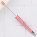 Metallic pink pearlescent DIY beadable ballpoint pen with a silver rod for crafting beads - 1.0mm Bullet Tip / Mocha Coffee