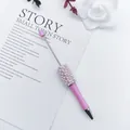 Elegant pink beaded ballpoint pen featuring pearls and sparkling rhinestones for DIY - 1.0mm Bullet Tip / Macaron Pink