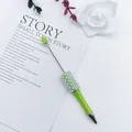 Elegant beaded ballpoint pen decorated with pearls and rhinestones in bright green - 1.0mm Bullet Tip / Macaron Green