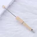 Handmade DIY beadable ballpoint pen with creamy beige barrel and silver accents - Bullet Tip 1.0mm / Khaki Beige
