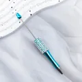 Elegant blue beadable ballpoint pen with decorative pearls and rhinestones DIY craft - 1.0mm Bullet Tip / Light Blue