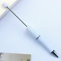 White DIY beadable ballpoint pen with silver metal rod for creative jewelry making projects - Pure White