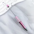 Pink metallic DIY beadable ballpoint pen with elegant white faux pearl embellishments - 1.0mm Bullet Tip / Pink
