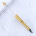 Minimalist tan DIY beadable ballpoint pen with silver metal threading rod for crafts - Wheat Yellow