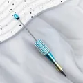 Luxury blue gradient DIY beaded ballpoint pen featuring pearls and rhinestones decoration. - 1.0mm Bullet Tip / Gradient Blue