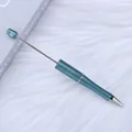 Elegant teal pearlescent DIY beadable ballpoint pen for creative jewelry making gift - 1.0mm Bullet Tip / Glazed Blue