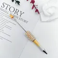 Elegant gradient pearl beadable ballpoint pen with sparkling rhinestone decorative details - 1.0mm Bullet Tip / Gradient Orange