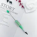 Elegant green gradient beadable ballpoint pen featuring decorative pearls and rhinestones - 1.0mm Bullet Tip / Gradient Green